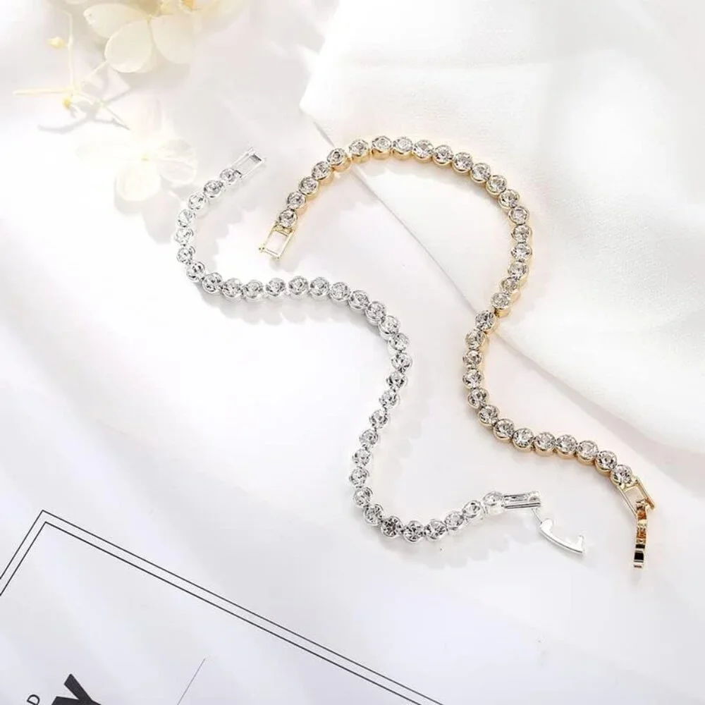 Shiny Cubic Zirconia Tennis Bracelet in Gold Plated Silver for Fashionable Women - Picture 5 of 5